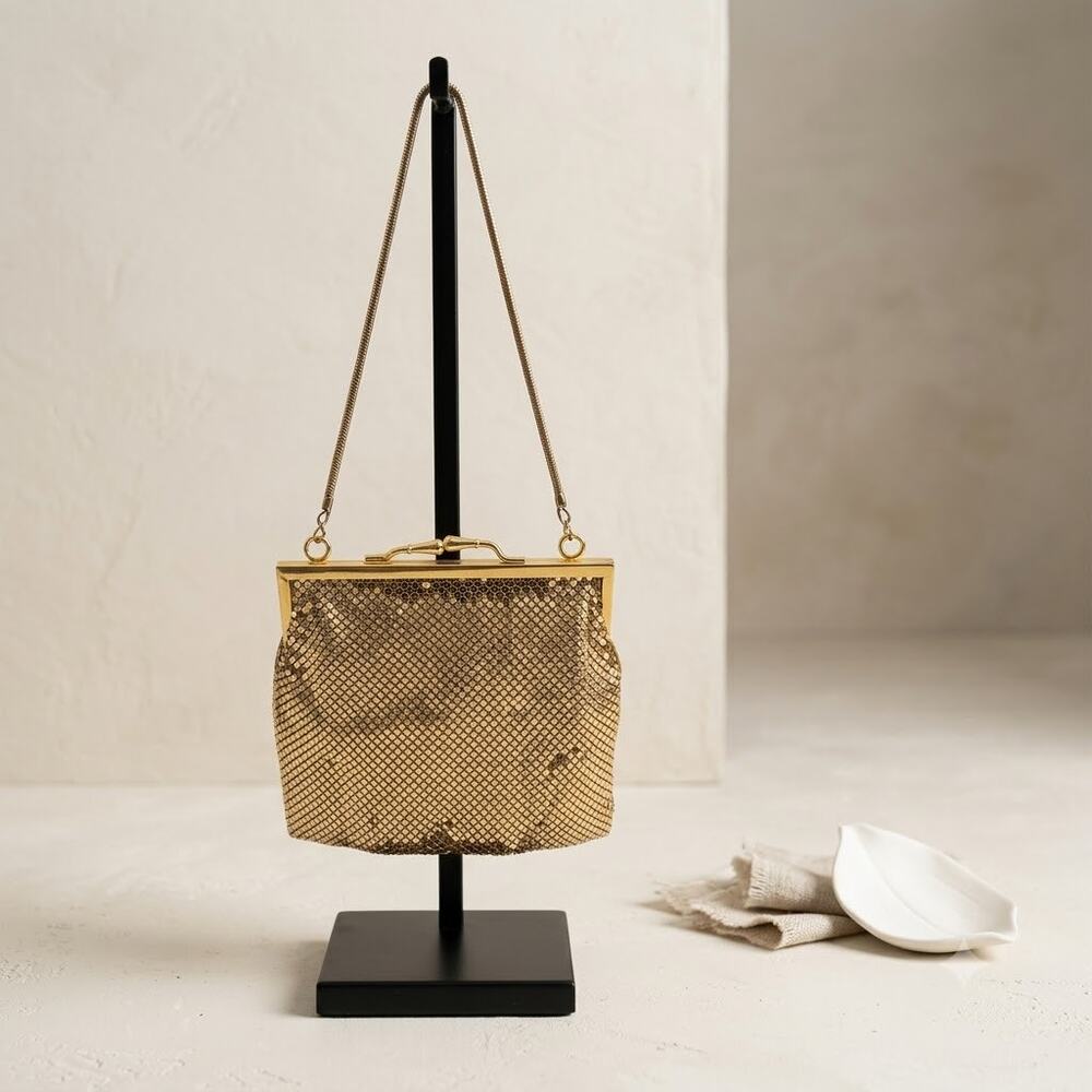 Vintage 1960s Liquid Gold Metal Mesh Wristlet Bag - Whiting & Davis style